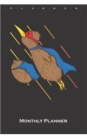 Kiwi bird and fruit flying together like Superheroes Monthly Planner