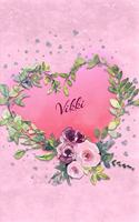 Vikki: Personalized Small Journal - Gift Idea for Women & Girls (Pink Floral Heart Wreath)