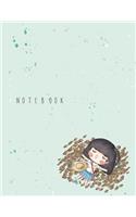Notebook: Cute girl on green cover and Dot Graph Line Sketch pages, Extra large (8.5 x 11) inches, 110 pages, White paper, Sketch, Draw and Paint(3 Cute Girl on Green Notebook)