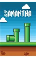 Samantha: Vintage Video Game Personalized Name Notebook Journal Diary Sketchbook with 120 Lined Pages 6x9