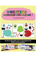 Scherenübung für Kinder: 20 vollfarbige Kindergarten-Arbeitsblätter zum Ausschneiden und Einfügen - Monster 2(51 Scherenübung Für Kinder)