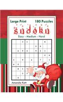 Large Print Sudoku - Christmas Edition - 180 Easy to Hard Puzzles