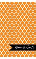 Notes & Stuff - Lined Notebook with Tangerine Moroccan Trellis Pattern Cover: 101 Pages, Medium Ruled, 6 x 9 Journal, Soft Cover