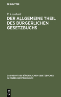 allgemeine Theil des bürgerlichen Gesetzbuchs