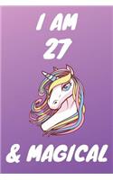 I Am 27 And Magical: Unicorn 27th Birthday Journal Present / Gift for Women & Men Purple Theme (6 x 9 - 110 Blank Lined Pages)