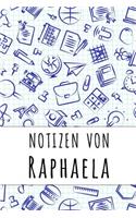 Notizen von Raphaela: Kariertes Notizbuch mit 5x5 Karomuster für deinen personalisierten Vornamen