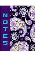 Faux Fabric Notes Notebook: Purple Paisley