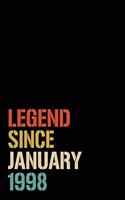 Legend Since January 1998: Birthday Gift For Who Born in January 1998- Blank Lined Notebook And Journal - 6x9 Inch 120 Pages White Paper