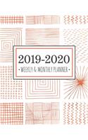 2019-2020 Weekly & Monthly Planner: Hand Painted Geometric Diary Agenda Calendar Schedule Organizer - Sept 2019 through December 2020