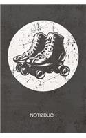 NOTIZBUCH A5 Dotted: Rollschuh Skater Notizheft GEPUNKTET 120 Seiten - Vintage Rollschuhe Notizblock Retro Roller Skates Skizzenbuch - Vintage Geschenk für Retro Liebhab