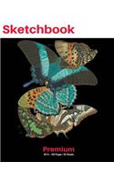 SketchBook: Papillon Butterfly Art Print (4), 8"x10" Sketch Pad, Sketching and Drawing Paper, Note Pad -[Premium Sketch Books]