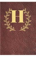 H: Executive Monogram Initial Journal (Vintage Leather Look Personalized Letter Notebooks)