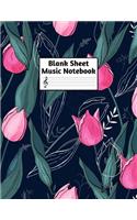 Blank Sheet Music Notebook: Easy Blank Staff Manuscript Book Large 8.5 X 11 Inches Musician Paper Wide 12 Staves Per Page for Piano, Flute, Violin, Guitar, Trumpet, Drums, Cell