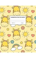 Handwriting Practice Sheets: Cute Blank Lined Paper Notebook for Writing Exercise and Cursive Worksheets - Perfect Workbook for Preschool, Kindergarten, 1st, 2nd, 3rd and 4th Gr