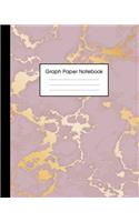 Graph Paper Notebook: Beautiful Purple Marble and Rose Gold - 8 x 10 inches - 5 x 5 Squares per inch, Quad Ruled - Cute Graph Paper Composition Notebook for Children, Kid