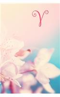 V: Monogram Initial Notebook and diary with pink floral design