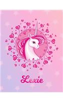 Lexie: Lexie Magical Unicorn Horse Large Blank Pre-K Primary Draw & Write Storybook Paper - Personalized Letter L Initial Custom First Name Cover - Story B