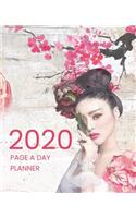 2020 Page A Day Planner: Calendar Schedule Organizer Japanese Girls Pink Cherry Blossom Design Cover