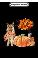 Composition Notebook: German Shepherd Scarf Pumpkin Spice Latte Autumn Leaves Fall Journal/Notebook Blank Lined Ruled 6x9 100 Pages