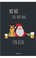HO HO Hol uns mal ein Bier Notizbuch: karriertes Notizbuch A5 mit Spruch - 110 Seiten - Lustiger Spruch zu Weihnachten oder Nikolaus Bier - Geschenk Weihnachtsplanung Weihnachtswünsche A