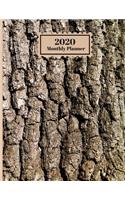 2020 Monthly Planner: Tree Bark Closeup Texture Nature Design Cover 1 Year Planner Appointment Calendar Organizer And Journal For Writing