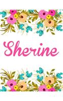 Sherine: Personalised Name Notebook/Journal Gift For Women & Girls 100 Pages (White Floral Design)