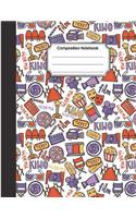 Composition Notebook: Colorful movie film doodle pattern: College Ruled School Notebooks, Composition Notebook, Subject Daily Journal Notebook: 120 Lined Pages (Large, 8.