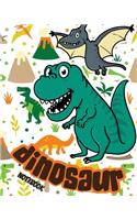 Dinosaur Notebook: Journal Notebook Diary (4 Inside Patterns): Lined, Dot Grid, Line Grid, Blank No Lined, Total 120 Pages, (8 X 10), ( Cute Dinosaur Cover )