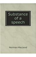Substance of a speech: (English)