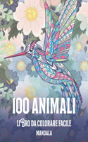 Libro da colorare facile - Mandala - 100 Animali