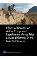 Effects of Bonuses on Active Component Reenlistment versus Prior Service Enlistment in the Selected Reserve