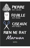 Rien ne bat Marwan - Notes: Noms Personnalisé Carnet de notes / Journal pour les garçons et les hommes. Kawaii Pierre Feuille Ciseaux jeu de mots. Fournitures scolaires, premie