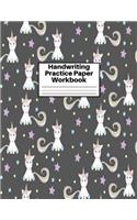 Handwriting Practice Paper Workbook: Cute Unicorn Matte Cover Large 8.5 x 11 Blank Lined Sheets Journal Notebook for Writing Improvement Exercises - Perfect for Preschool, Kindergarten,