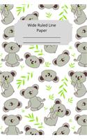 Cute Baby Koala Theme Wide Ruled Line Paper