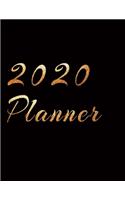 2020 Planner Weekly and Monthly Jan 1, 2020 to Dec 31, 2020 year planner gilt Auric Aureate & golden style lover Black Cover day by day scheduler agenda Weekly & Monthly Planner & planning Calendar Views