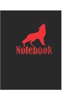 Notebook Red Wolf - Large (8.5 x 11 inches) - 120 Pages- Black Cover