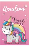 Annalena Notizbuch Einhorn DIN A5: individuelles personalisiertes blanko Mädchen & Frauen Namen Notizbuch, ... Weihnachts & Geburtstags Geschenk für Frauen.