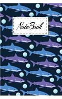 Notebook: Cute Shark Cartoon Themed Cover Notebook For Girls Boys Kids Man Women For School & Taking Ideas - Perfect Gift Journal For Shark Lovers.