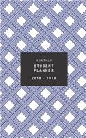 Monthly Student Planner: 2018 - 2019 (Sunday Start Week)