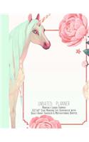 Undated Planner Monthly Large Format 8.5"x11" Chic Modern Life Scheduler: Unicorn and Roses with Daily Habit Tracker and Motivational Quotes Thirteen Month Edition