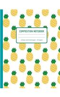 Composition Notebook: Cute Fun Pineapple Tropical Summer Pattern Journal Notebook for School, College Writing, Notes, Homework - College Ruled Lined Paper - 7.44 in x 9.6