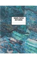 Graph Paper Notebook: 8.5 X 11 4x4 Quad Ruled 120 Pages Blue Green Gray Crackle Abstract Marble