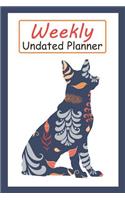 Weekly Undated Planner: 52 Weeks Planner with Blue Flower German Shepherd Dog Pattern and Gratitude Journal Section (Agenda, Organizer, Notes, Goals & to Do Lists)