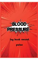 Blood pressure log book record, pulse