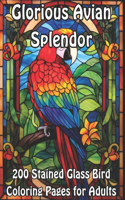 Glorious Avian Splendor: 200 Stained Glass Bird Coloring Pages for Adults