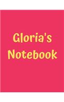 Gloria's Notebook: Pink Cover, College Ruled, 100 Sheets, 8.5" x 11" (Letter Size), White Paper(75 Women's Custom Names)