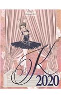 2020 Weekly Planner - Ballerina Princess Monogram Initial Letter 