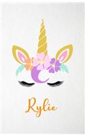 Rylie A5 Lined Notebook 110 Pages: Funny Blank Journal For Lovely Magical Unicorn Face Dream Family First Name Middle Last Surname. Unique Student Teacher Scrapbook/ Composition Great