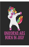 Unicorns Are Born in July: Funny Blank Lined Journal for July Birthday