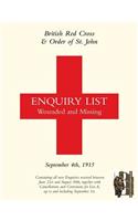 British Red Cross and Order of St John Enquiry List for Wounded and Missing: September 4th 1915(English)
